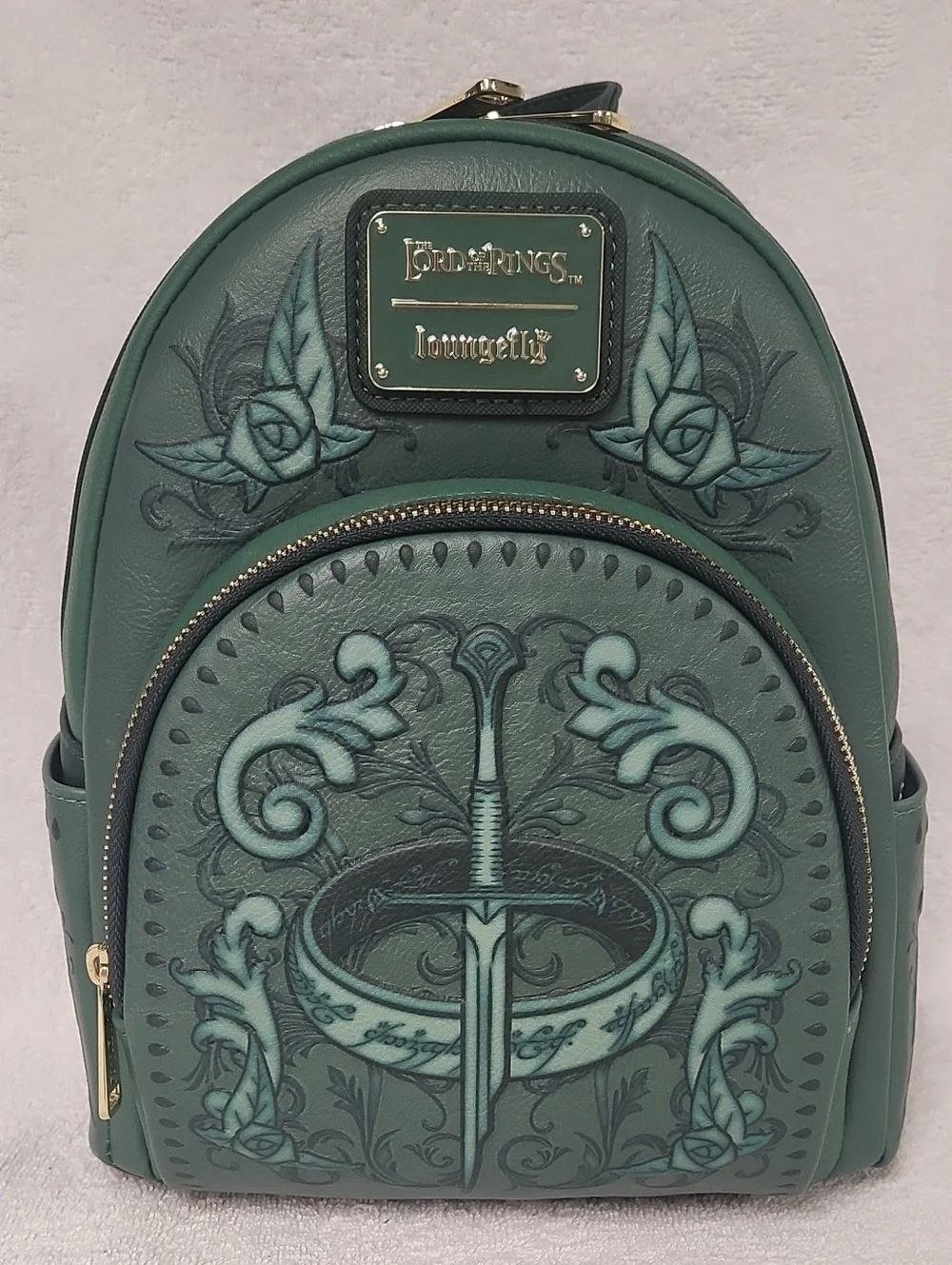 Loungefly Green Embossed Lord of the Rings Mini Backpack